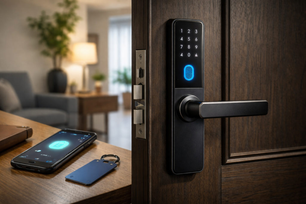 بررسی امنیت روش‌های مختلف باز شدن دستگیره هوشمند شامل اثر انگشت، رمز و اپلیکیشن