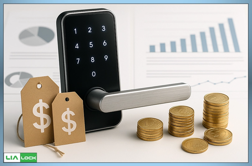 تصویر دستگیره هوشمند همراه با نمادهای قیمت و بودجه برای مقایسه هزینهها.