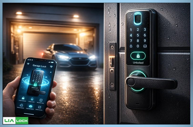 تصویر کنترل از راه دور دستگیره هوشمند پارکینگ با گوشی موبایل و قابلیتهای هوشمند.