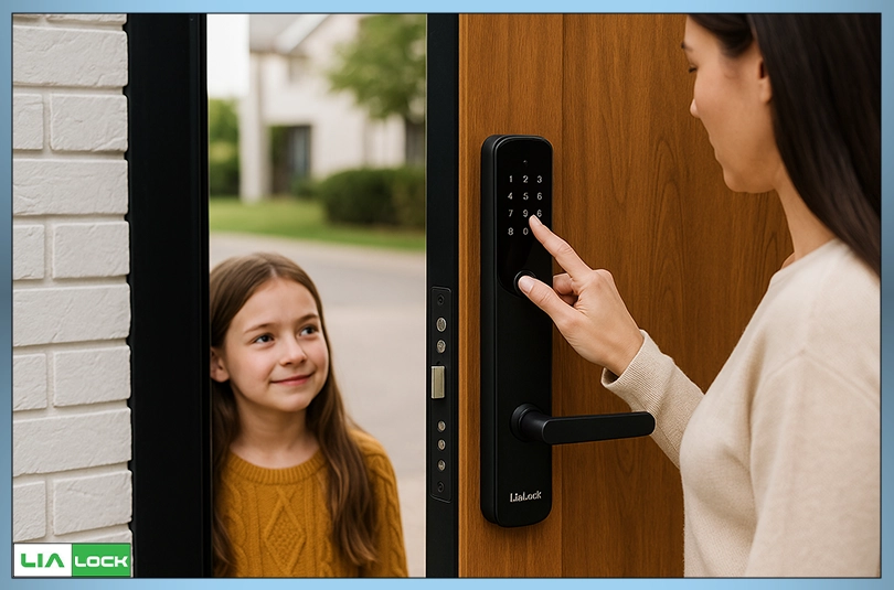 استفاده مادر از قفل هوشمند LiaLock برای افزایش امنیت خانه و محافظت از خانواده