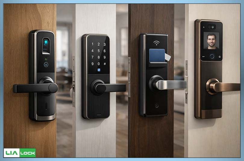 قیمت دستگیره هوشمند بر اساس نوع قفل شامل اثر انگشتی، رمزی، کارتی و تشخیص چهره